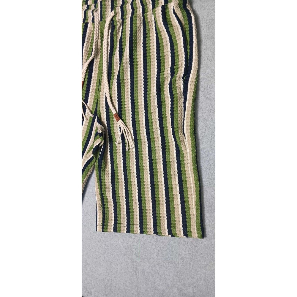Barocco Mens Stripe Waffle Knit Shorts M Drawstrings Lounge Casual Coastal Beach - Picture 6 of 12